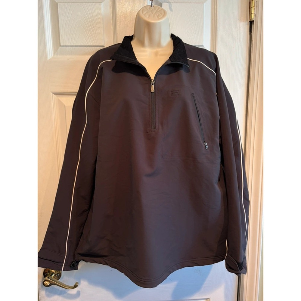 Brooks Brothers Country Club Black 1/4 Zip Fleece Lined Jacket Men L Golf Luxury